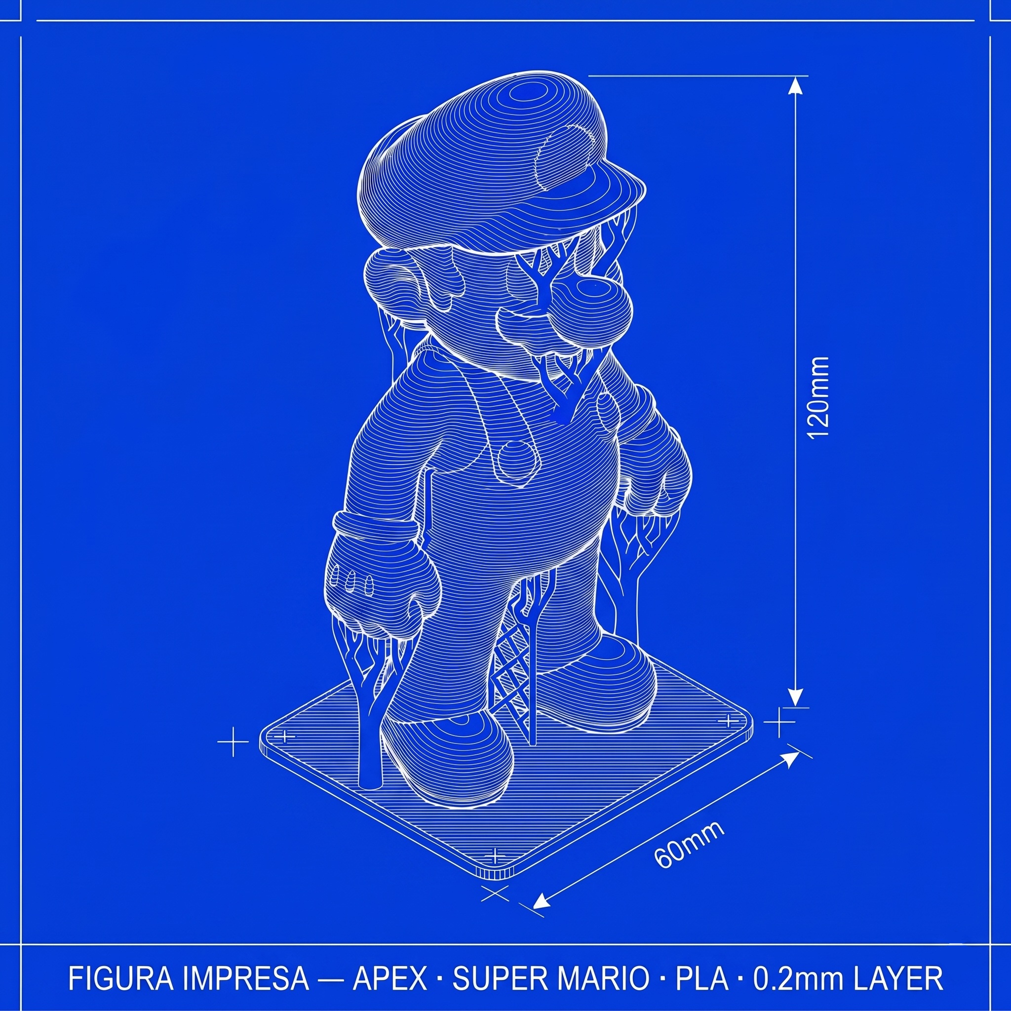 Super Mario figura impresa en 3D — blueprint